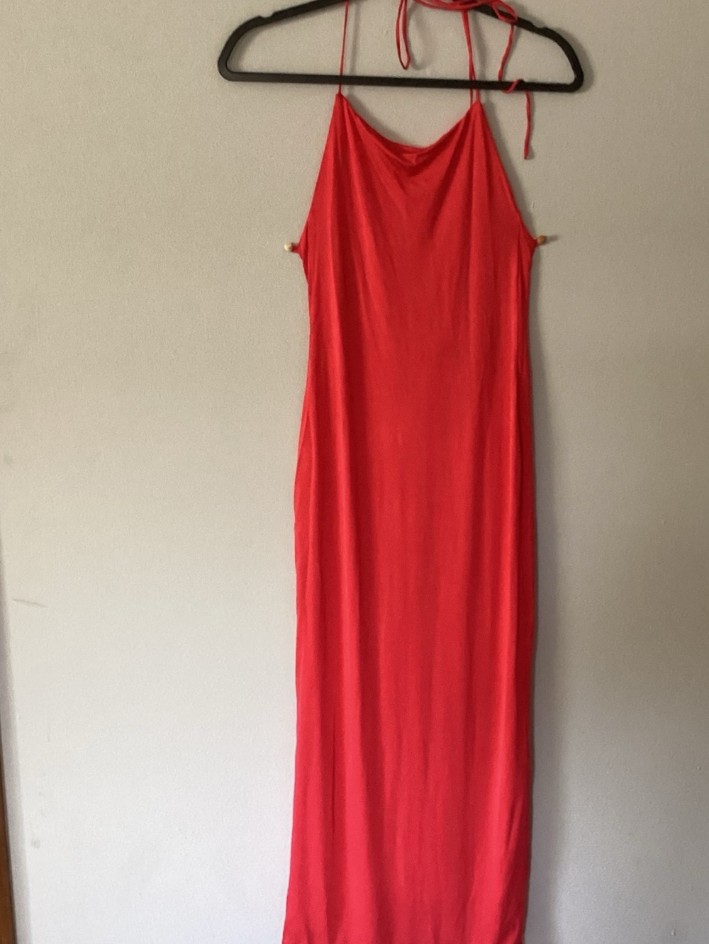 H&M Red Halter Maxi Slip Dress